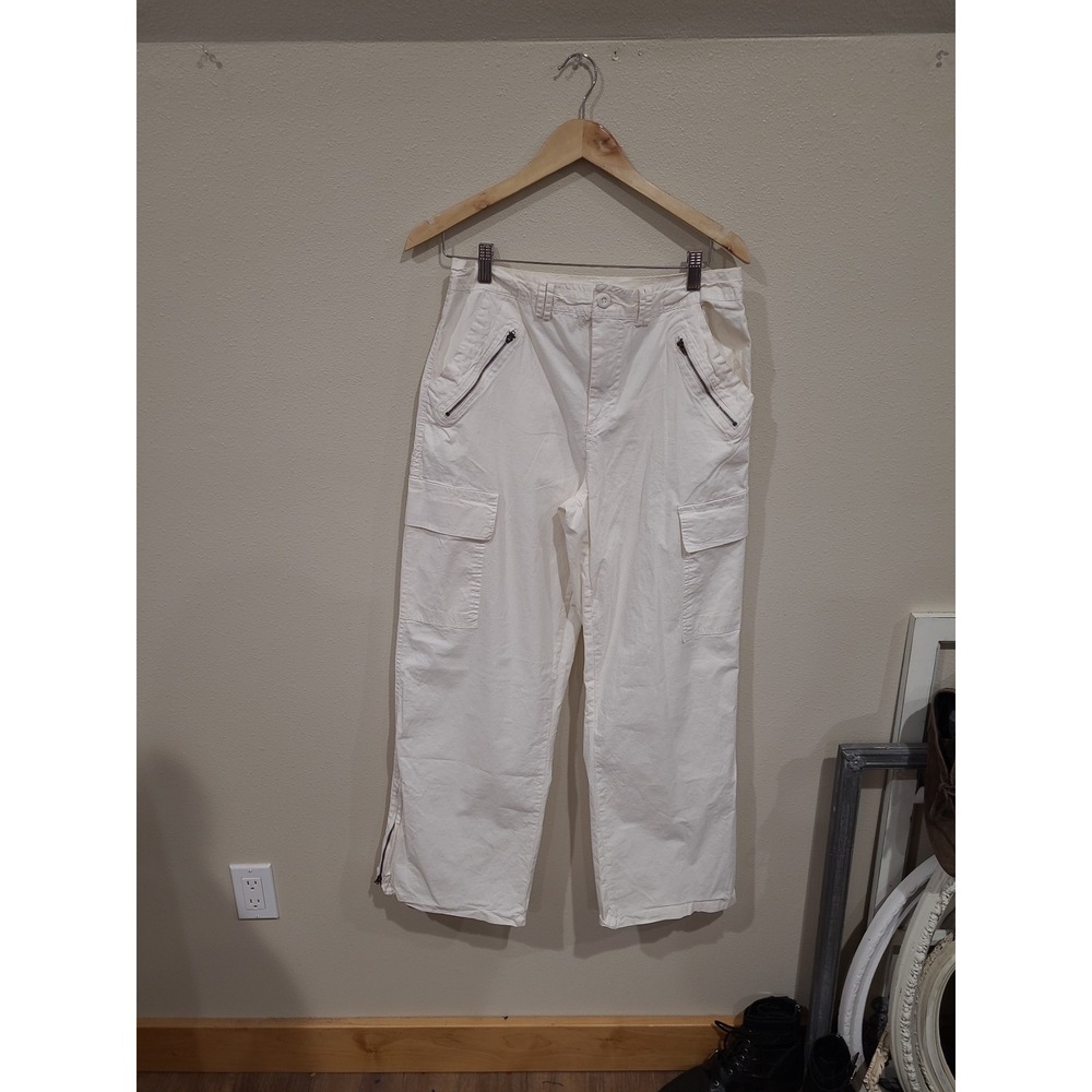 Rachel Paige Coastal White Cotton Cargo Pants Women SZ M‎ Beachy streetwear punk